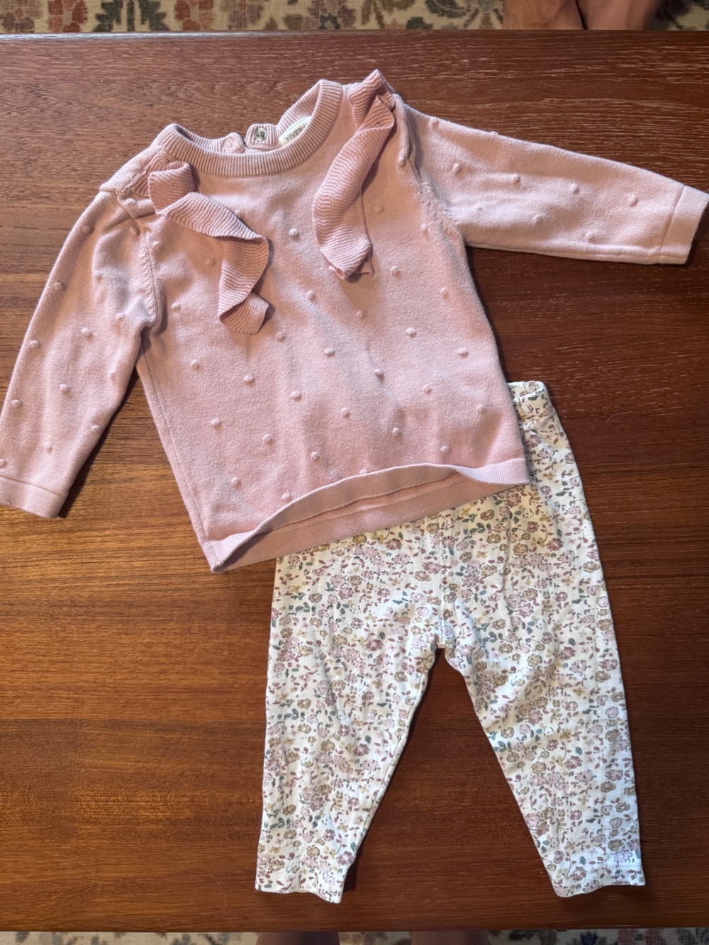 Pink Knit Sweater & Floral Legging Kids Matching Set